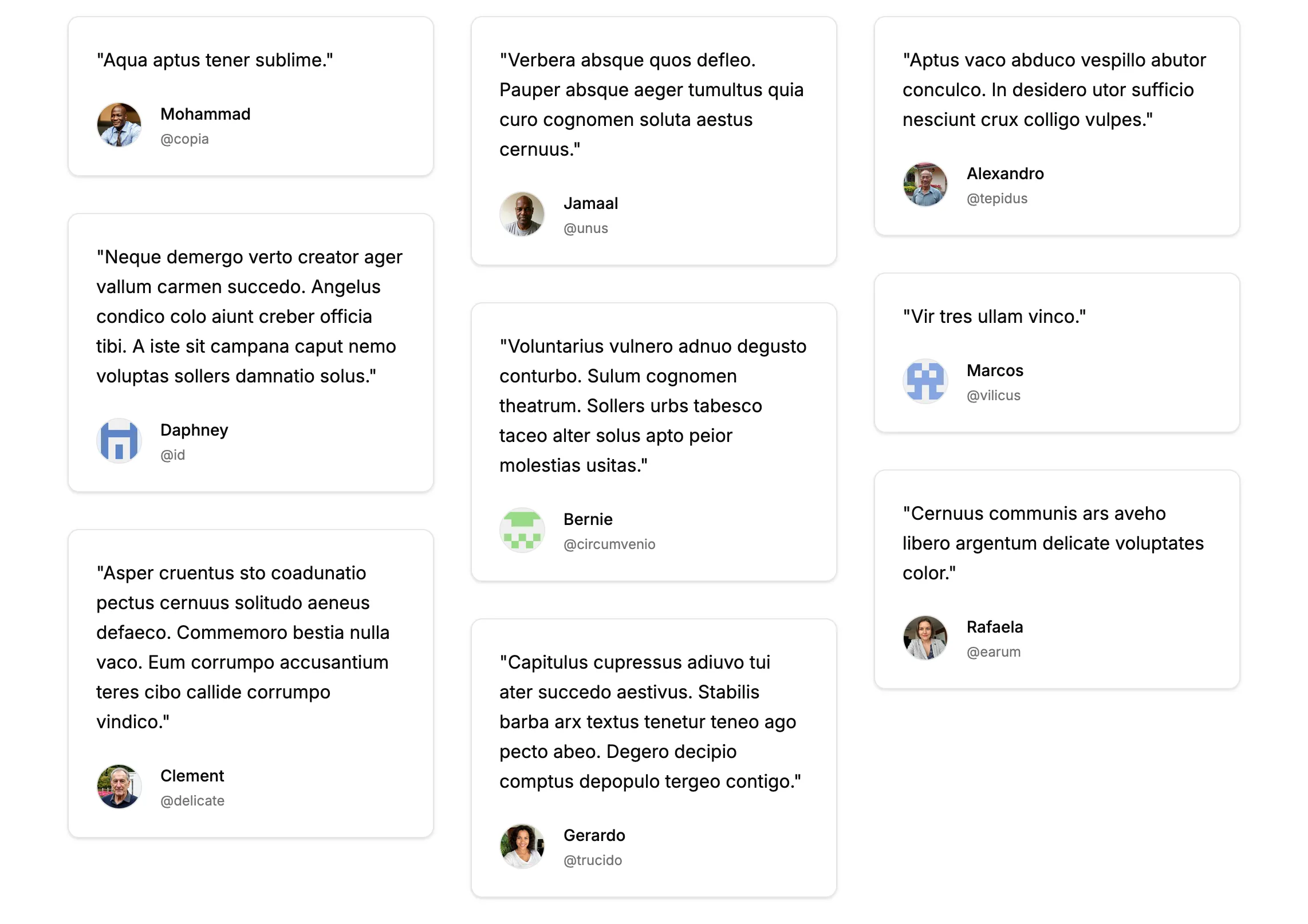Testimonials component